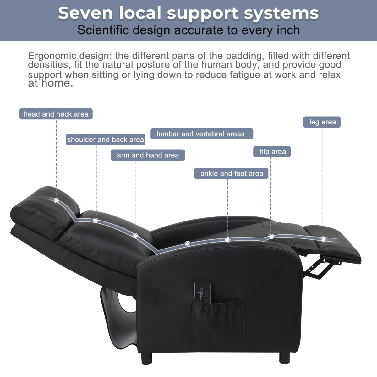 PU With 2-Point Massage Heating Function Recliner Black - from N/A