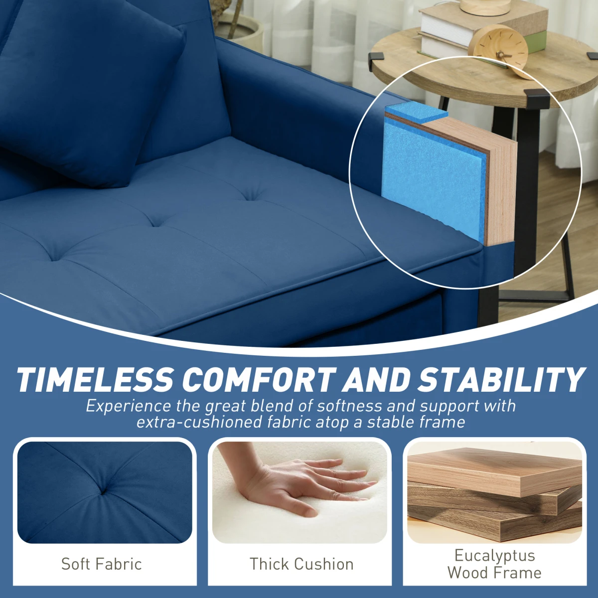 HOMCOM Sofa Bed L Shaped Click Clack Velvet Cushions Home - Sofa Bed