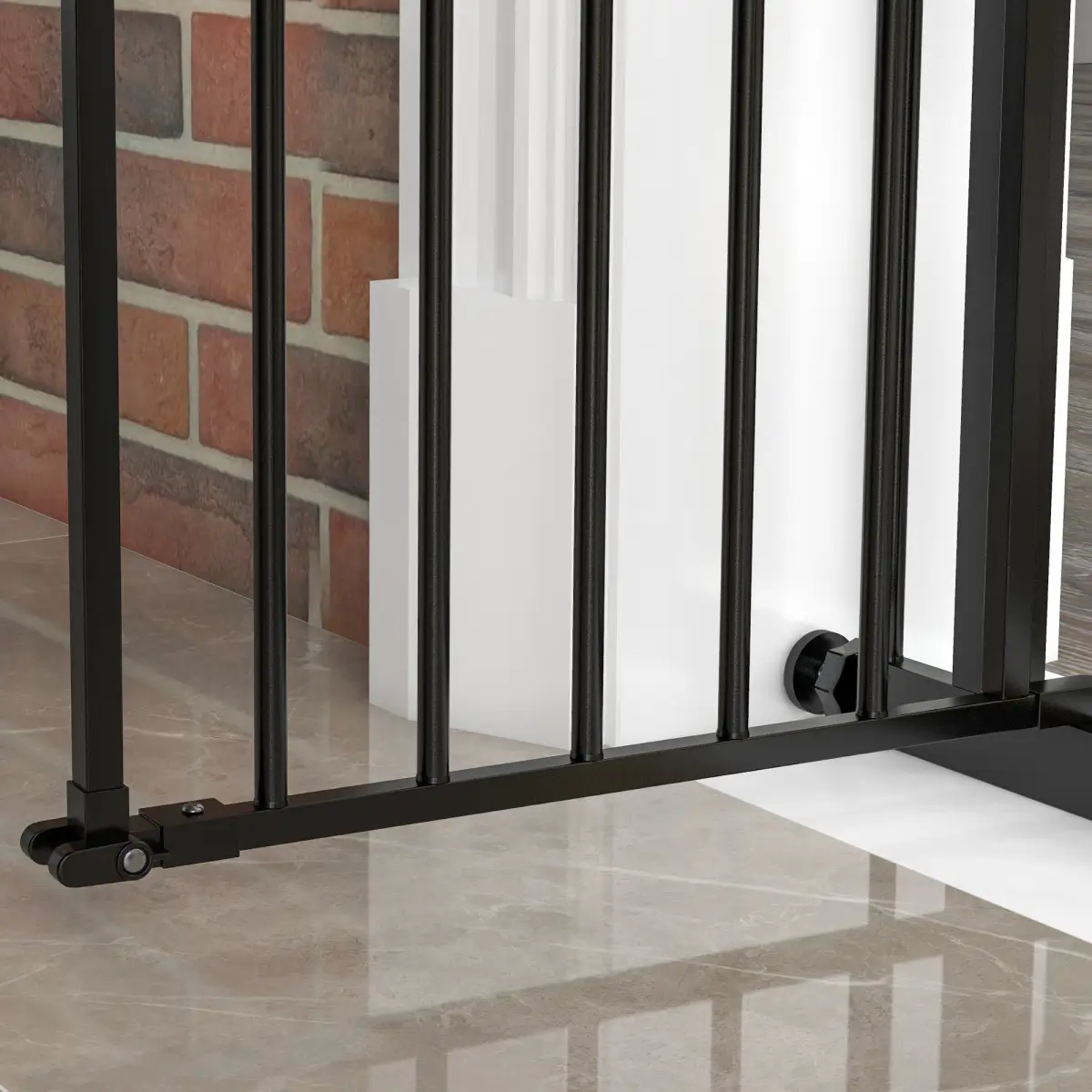 PawHut PawHut Adjustable Safety Gate w/ 1 Extensions and Four Adjustable Screws, Black - Pet Gate