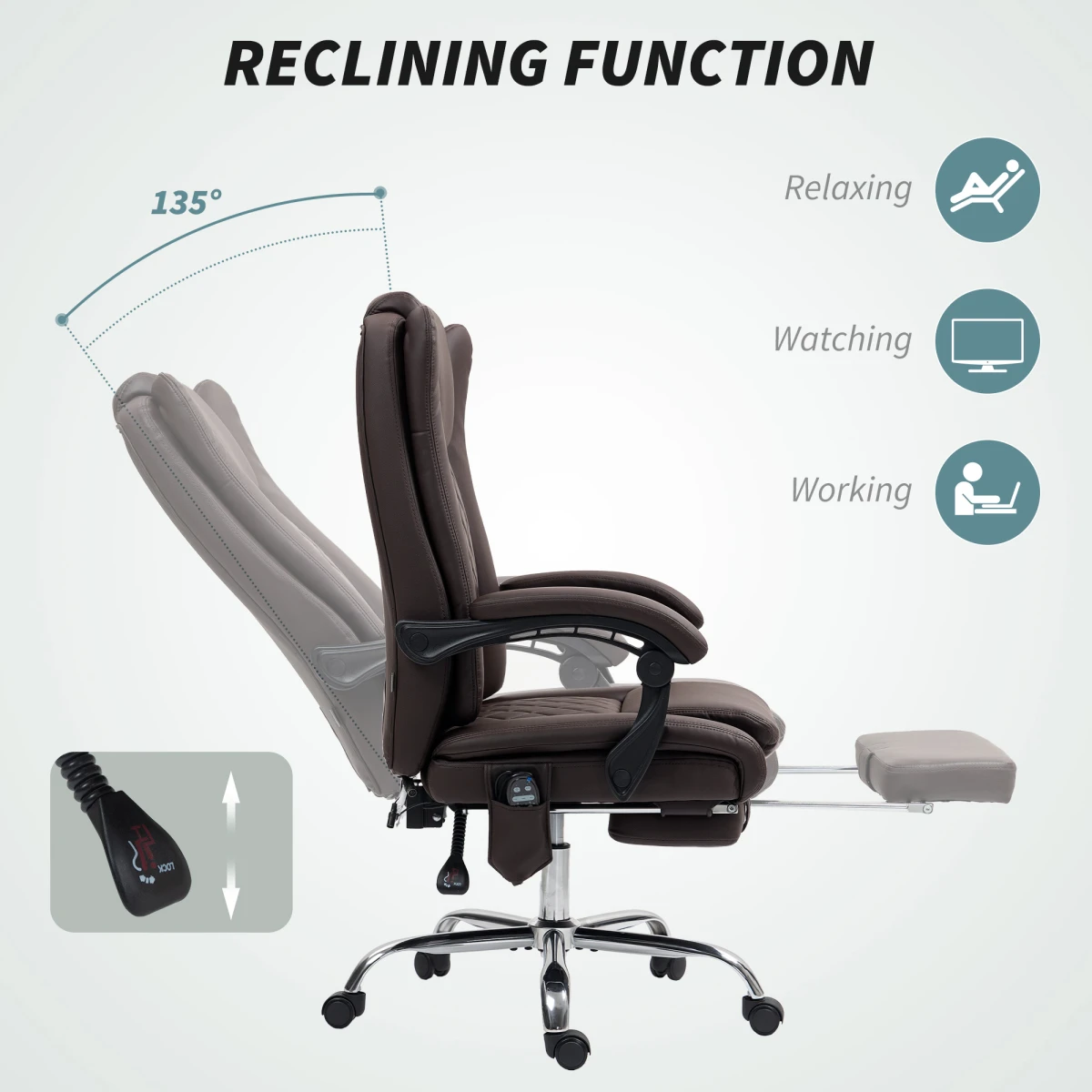 HOMCOM Massage Chair 135 Degree Recline SixPoint Massage by HOMCOM