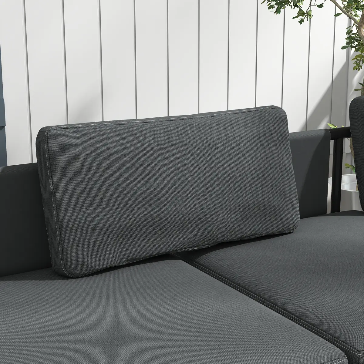 Outsunny Outsunny HDPE Garden Furniture Sets with Cushions, Table, L-Shaped Sofa, Grey - Garden Set