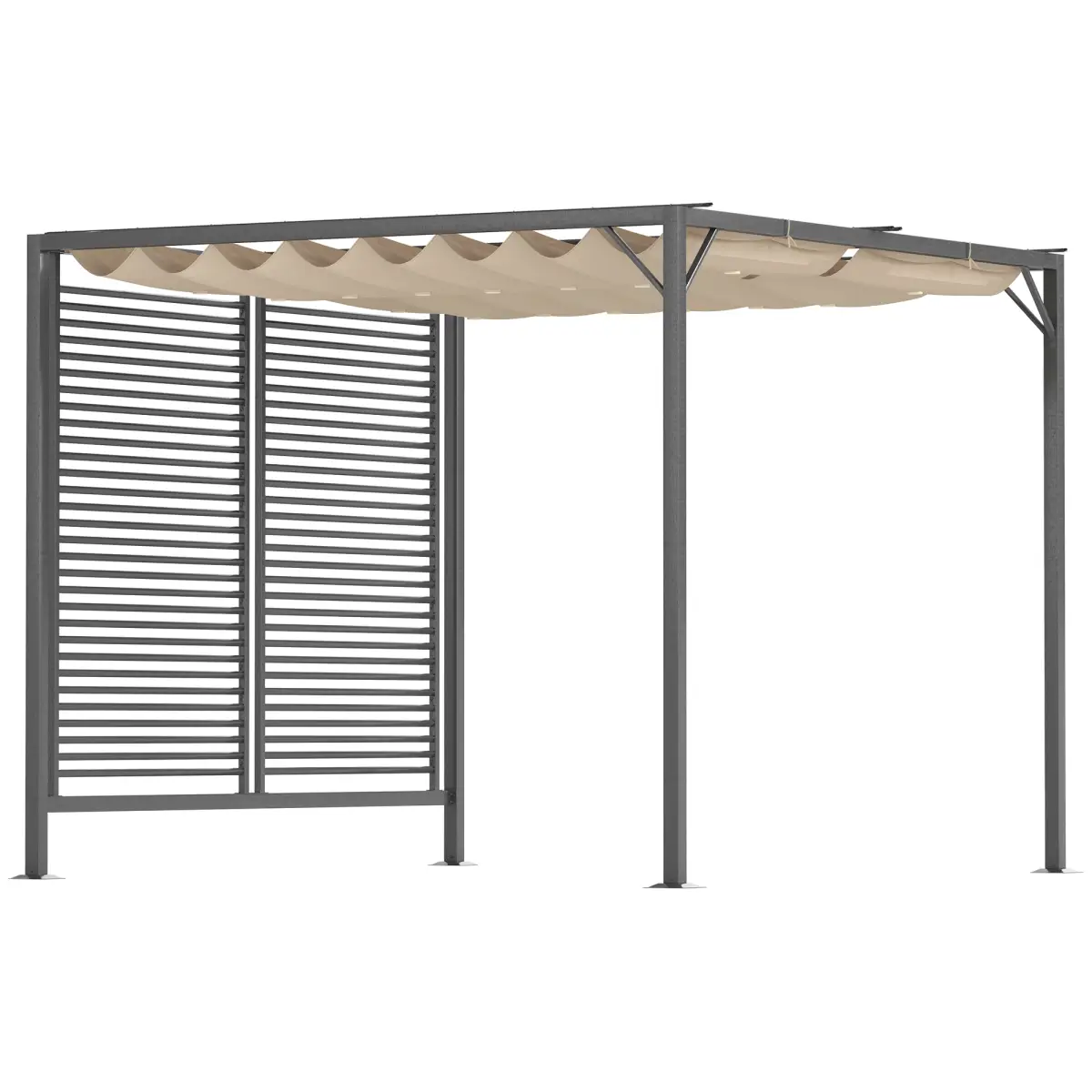Outsunny Metal Pergola Patio Sun Shelter Grape Tent Retractable Canopy UV Cut - Gazebos