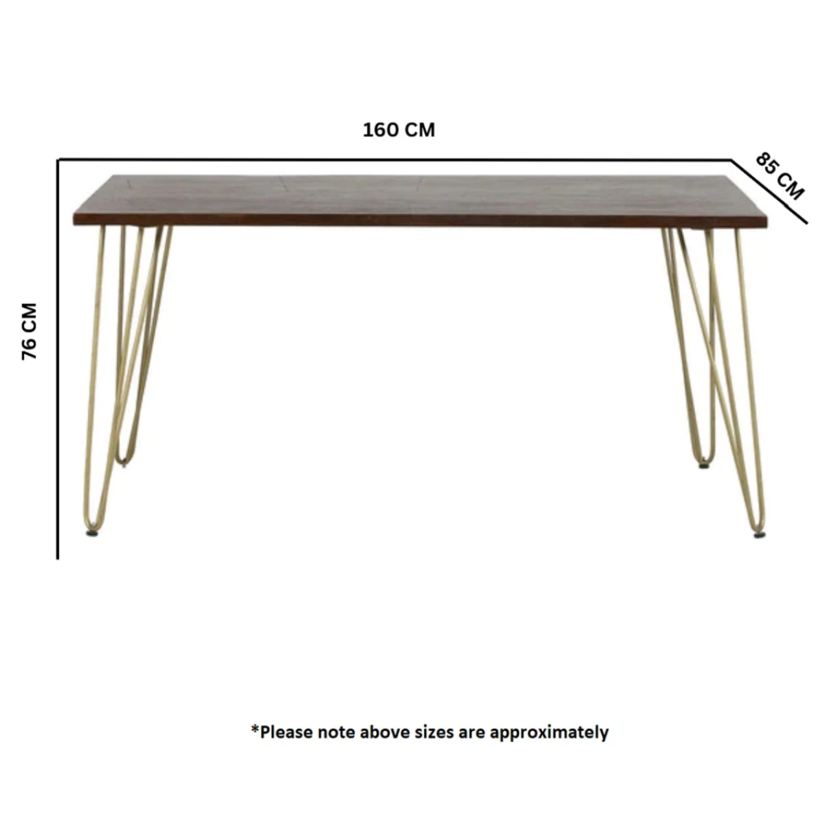 Indian Hub Dark Gold Dining Table Standard with Metal Inlay For Home - Dining Table