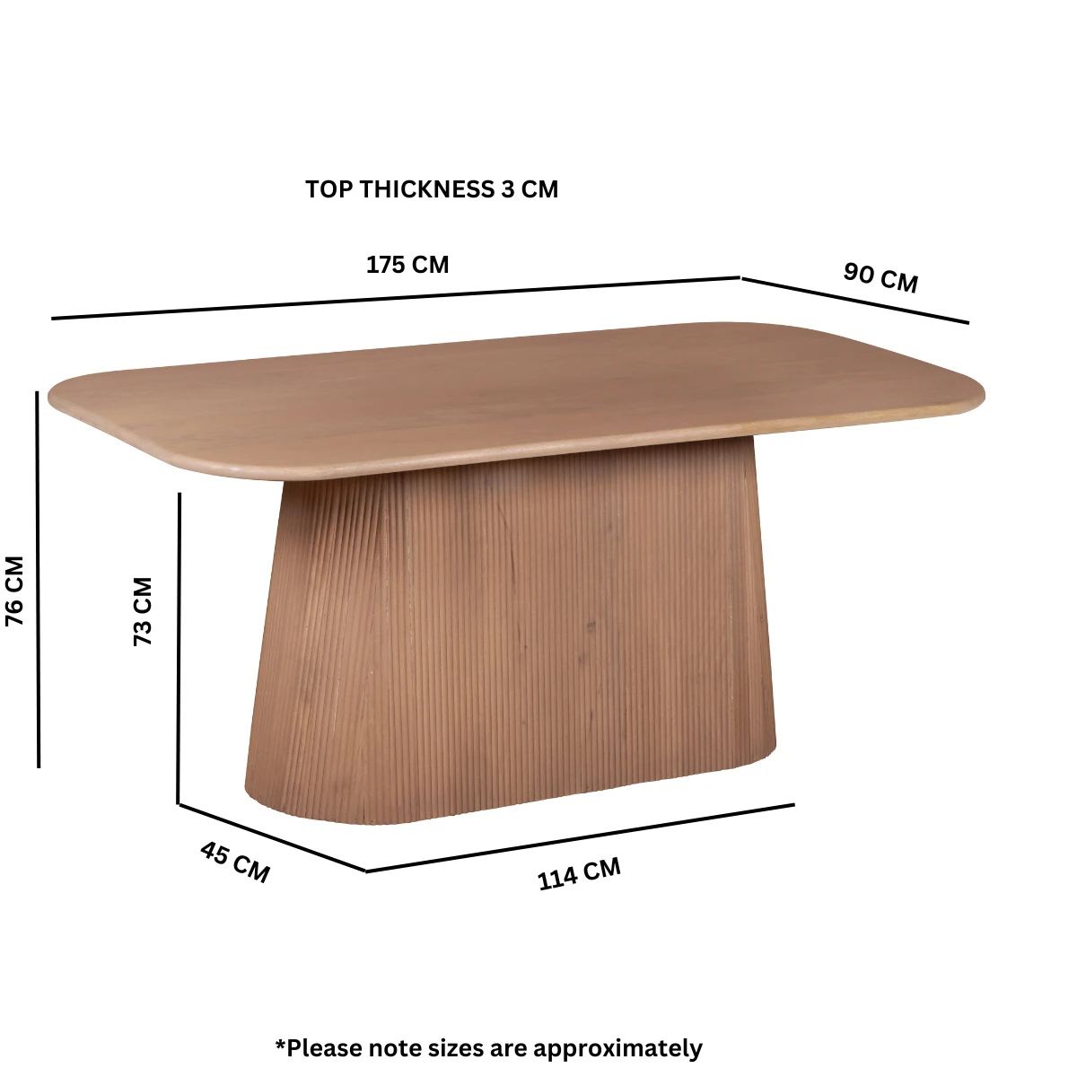 Indian Hub Indus Solid Wood Dining Table 180x90x75 Slatted for Family - Dining Table
