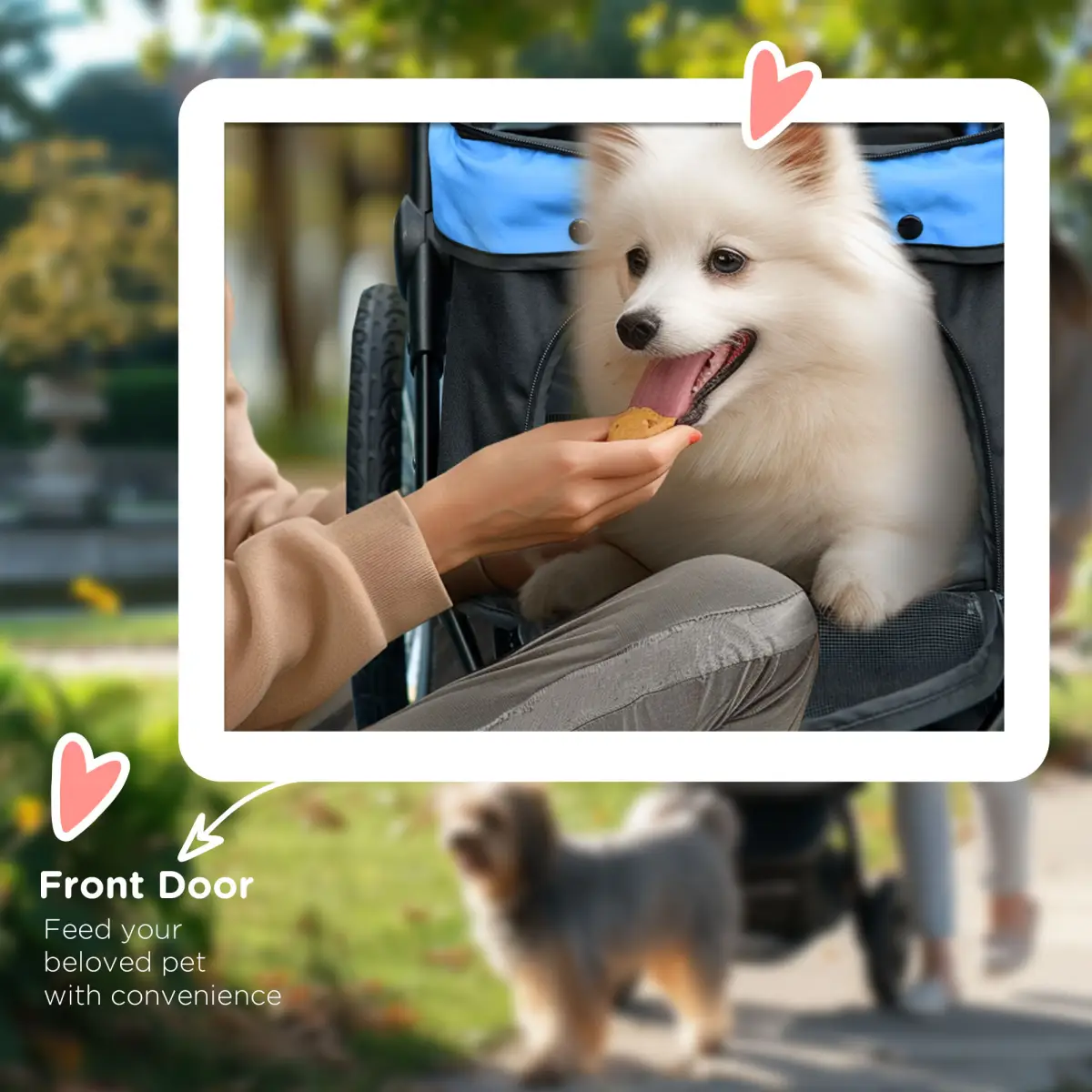 PawHut 3 Wheel Pet Stroller, for Medium Small Dogs, Foldable Cat Pram - Blue - Pet Carrier