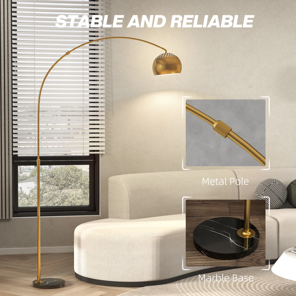 HOMCOM Arc Floor Lamp 60 Inches Flexible Design for Living Room by HOMCOM