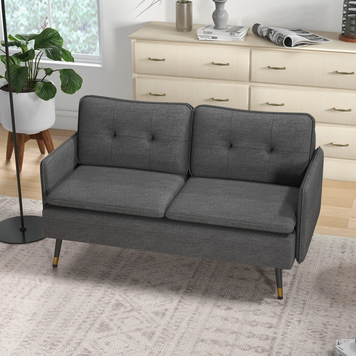 Premium Two Seater Sofa Compact Padded Comfort For Home Use by HOMCOM