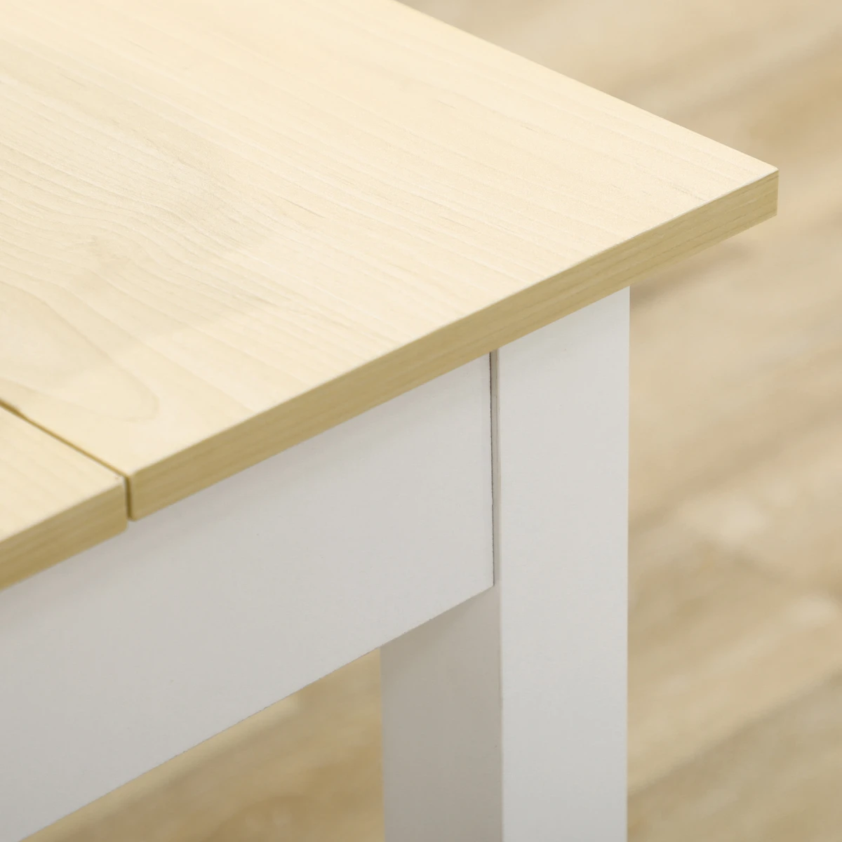 HOMCOM Dining Table 4-6 Seater Oak Veneer Top Thick Legs White Frame For Kitchen by HOMCOM