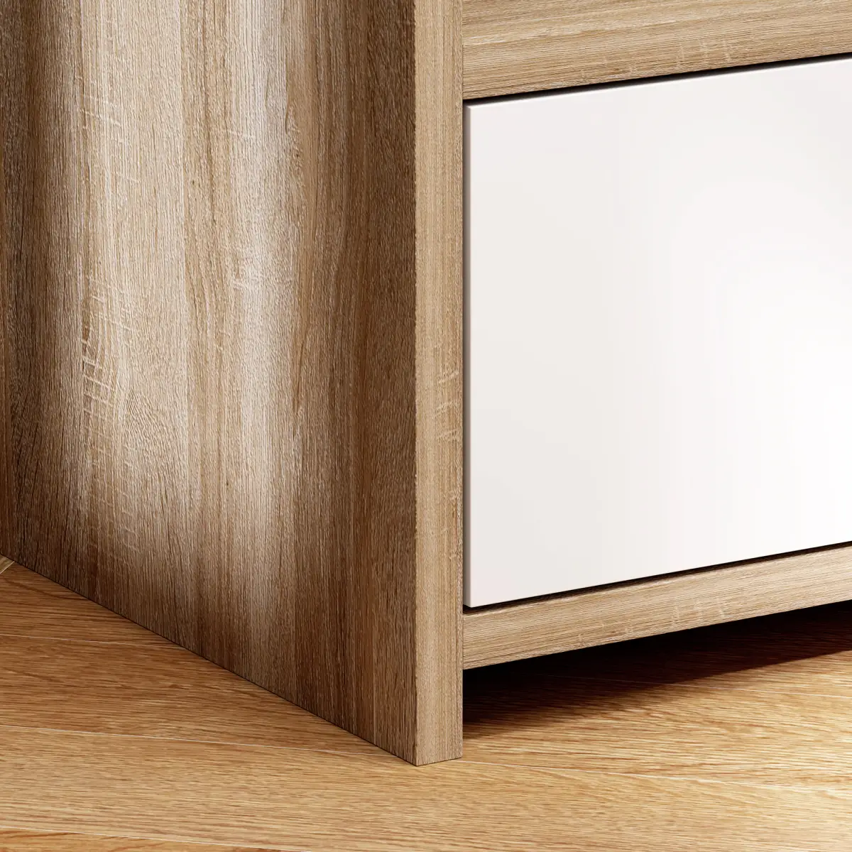 HOMCOM HOMCOM Bedside Table with Drawer for Bedroom, Living Room, Natural Wood Effect - Bedside Table