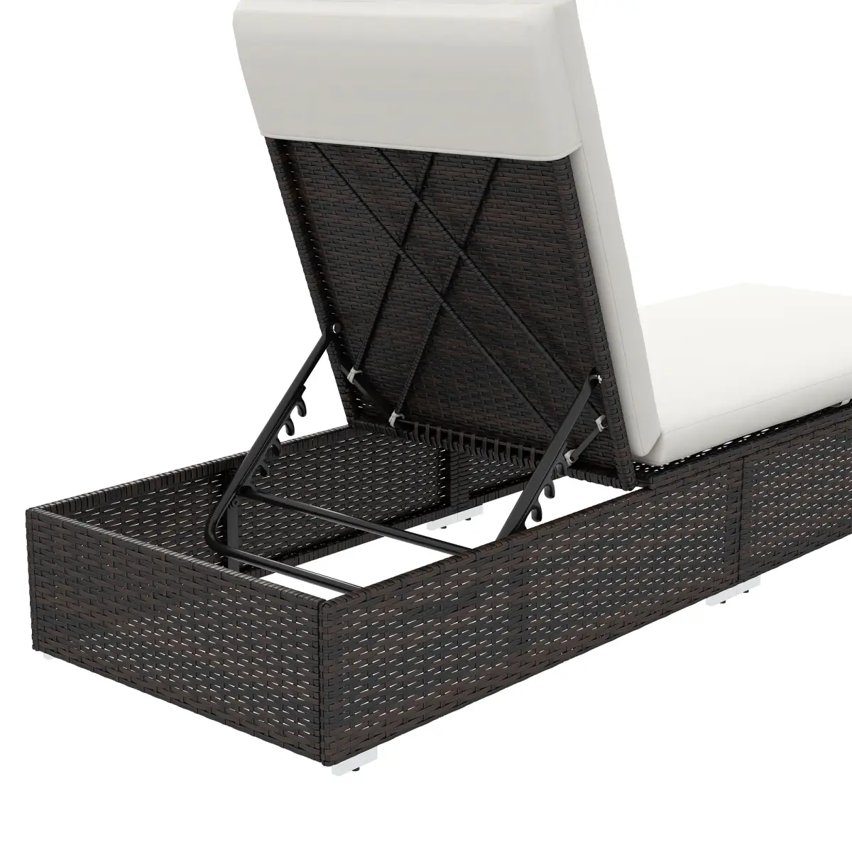 Outsunny Outsunny Rattan Sun Loungers Set of 2, Recliner Chairs, Adjustable Back, Brown - Sun Lounger