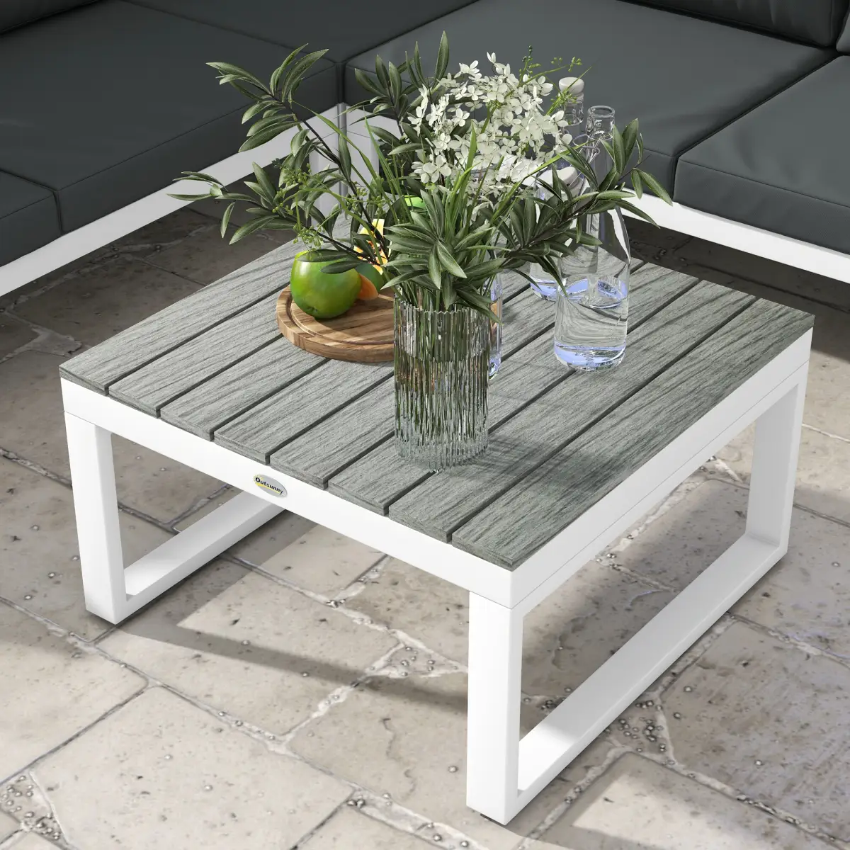 Outsunny Outsunny 4 PCs Garden Set w/ 5-Level Recline Corner Conversation Sofa Set White - Garden Sofa Sets