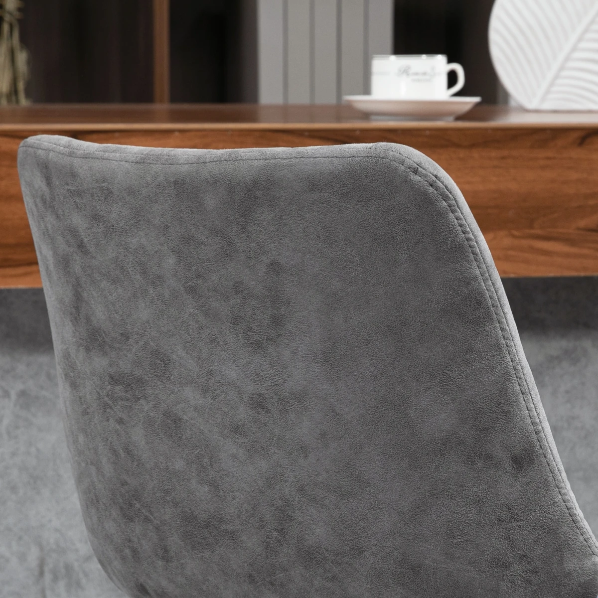 Set Of 2 Microfibre Retro Tub Bar Stools w/ Metal Frame Footrest Home Seat Grey by HOMCOM