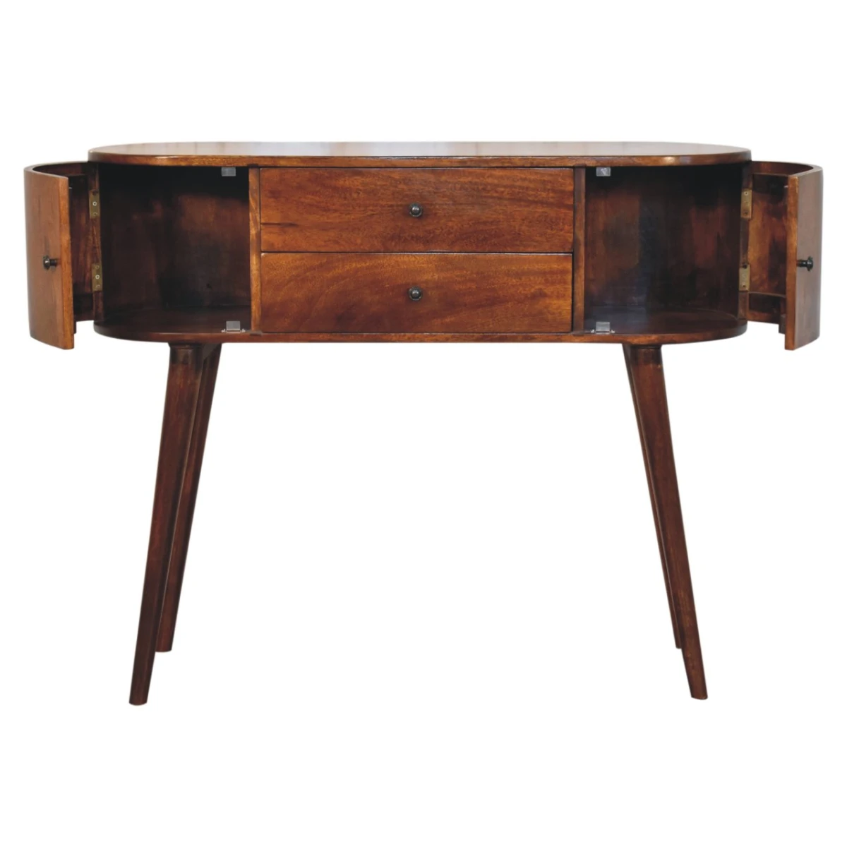Artisan Solid Wood Grove Chestnut Console Table Slim Profile 2 Drawers 2 Cabinets Entryway by Artisan Furniture