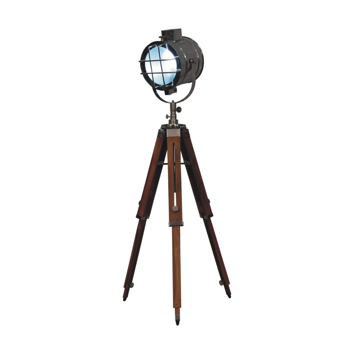 Artisan Caged Chrome Spotlight Floor Lamp with Tripod Legs for Stylish Home Decor by Artisan Furniture