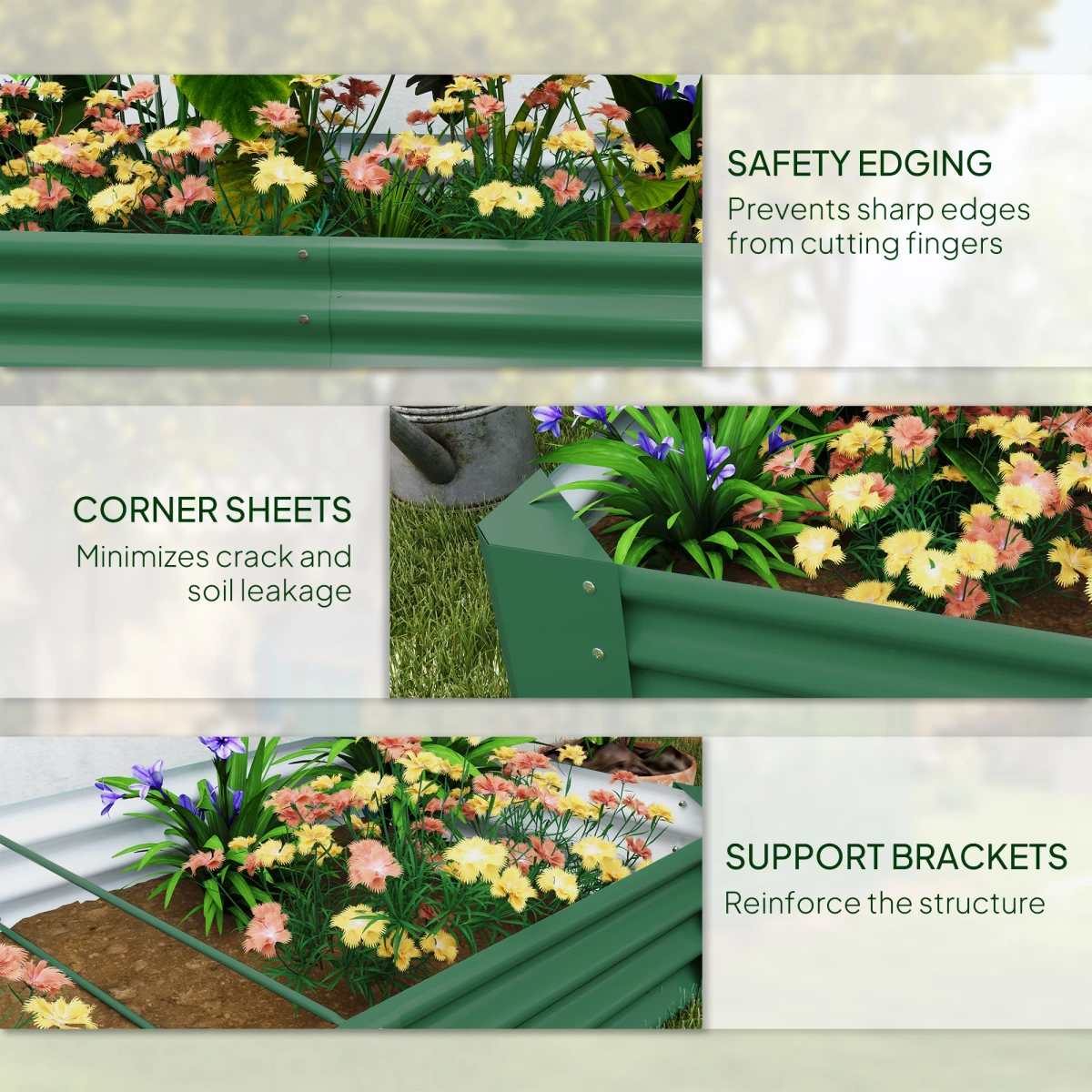 Outsunny Raised Bed 180x90x30cm Galvanised Steel For Growers by Outsunny