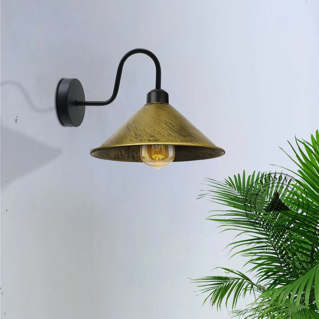 Un-branded Brushed Brass Wall Light Cone Shade Swan Neck Sconce Home - Wall Lights