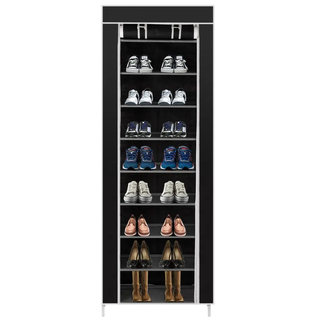 N/A Room-saving 10-Layers 9 Lattices Non-woven Fabric Shoe Rack Black - Wine Rack
