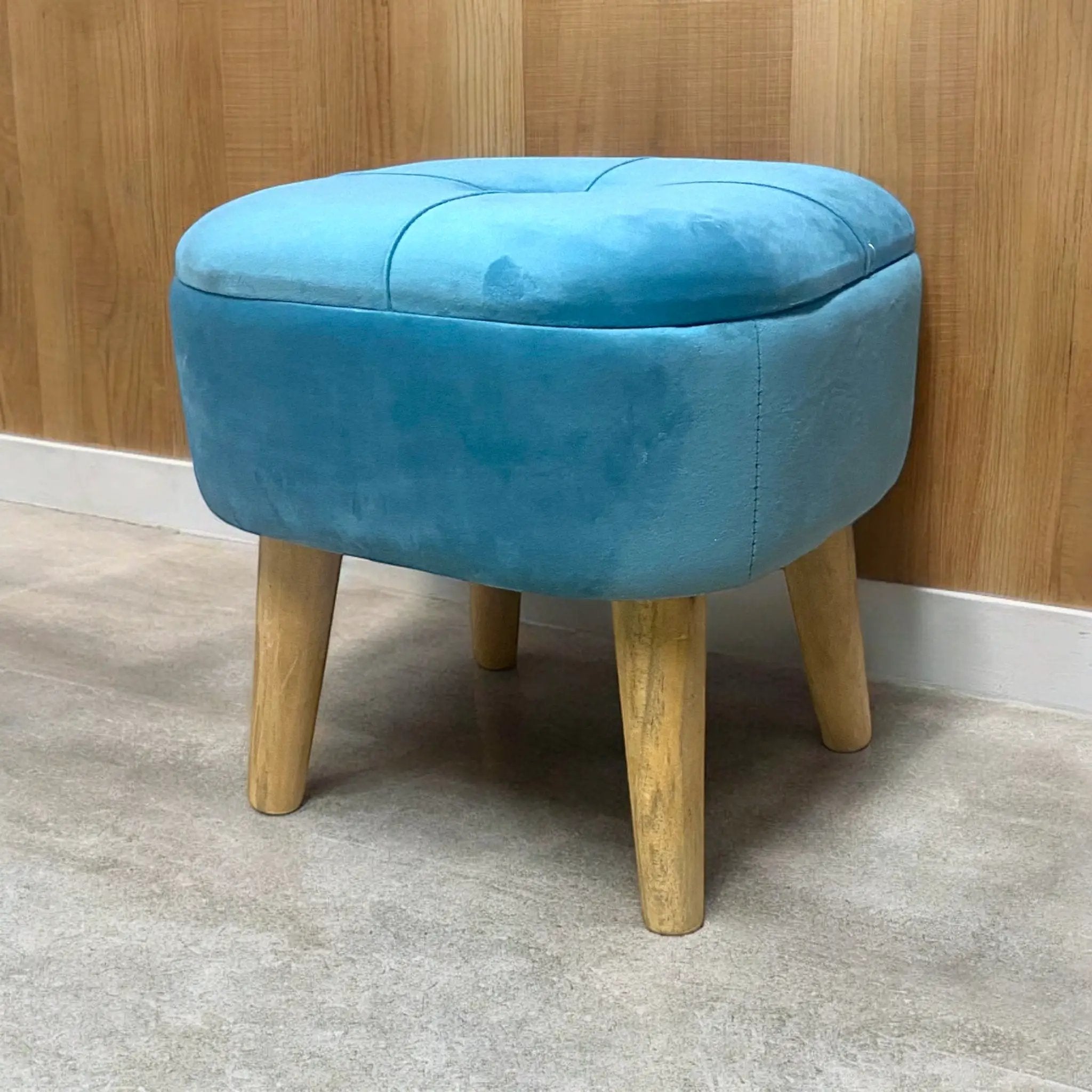 MSL BLUE WOODEN STOOL - Footstool