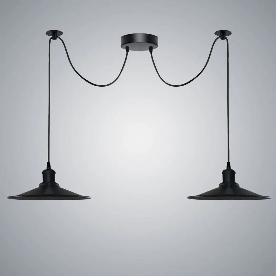 Un-branded Black Vintage 2 Head Cone shaped shade Ceiling Pendant Light Fitting with Adjustable Cord Hanging Light Fixture - Pendant Lights