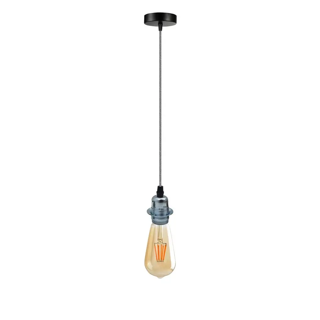 LEDSONE Vintage Industrial Chrome Pendant Light Fitting, lampshade Holder Fitting Set with 2m Cable. - Pendant Lights