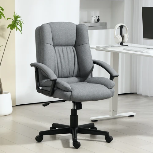 HOMCOM Swivel Executive Office Chair Mid Back Chair w/ Arm, Grey by HOMCOM