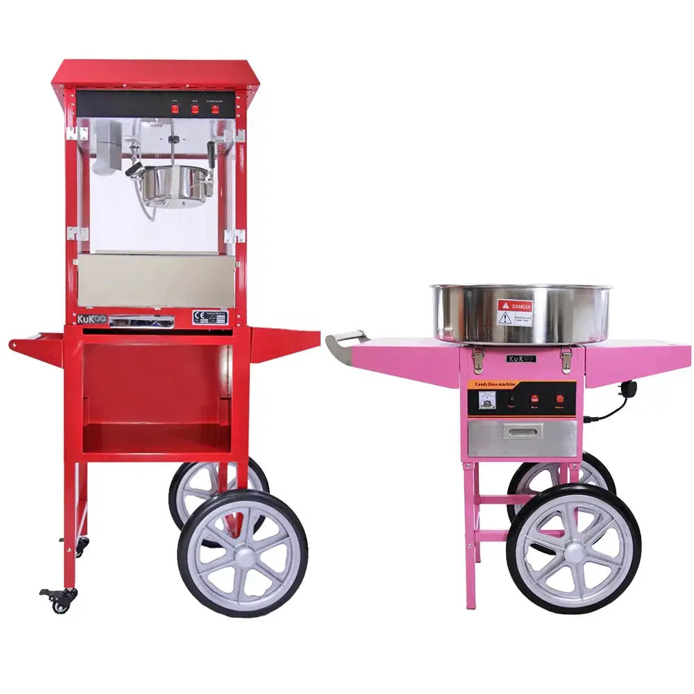 Monster Shop KuKoo 8oz Popcorn Machine & Candy Floss Machine with Carts -
