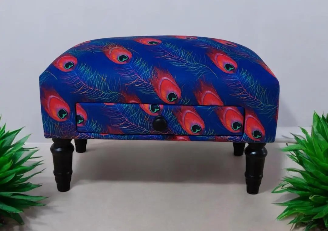 MSL FEATHER FABRIC FOOTSTOOL WITH DRAWER - Footstool