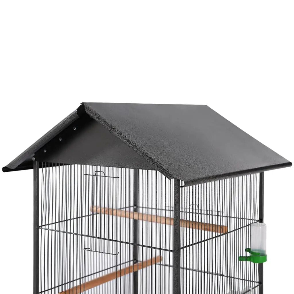 vidaXL vidaXL Bird Cage with Roof Black 66x66x155 cm Steel - Bird Cage
