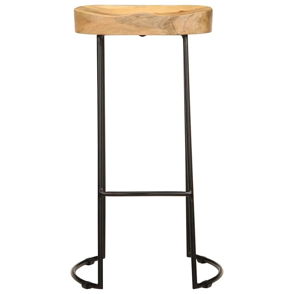 vidaXL Two-Piece Bar Stool Set Mango Wood With Black Metal Frame vidaXL Gavin Design Ergonomic Seat - Bar Stool