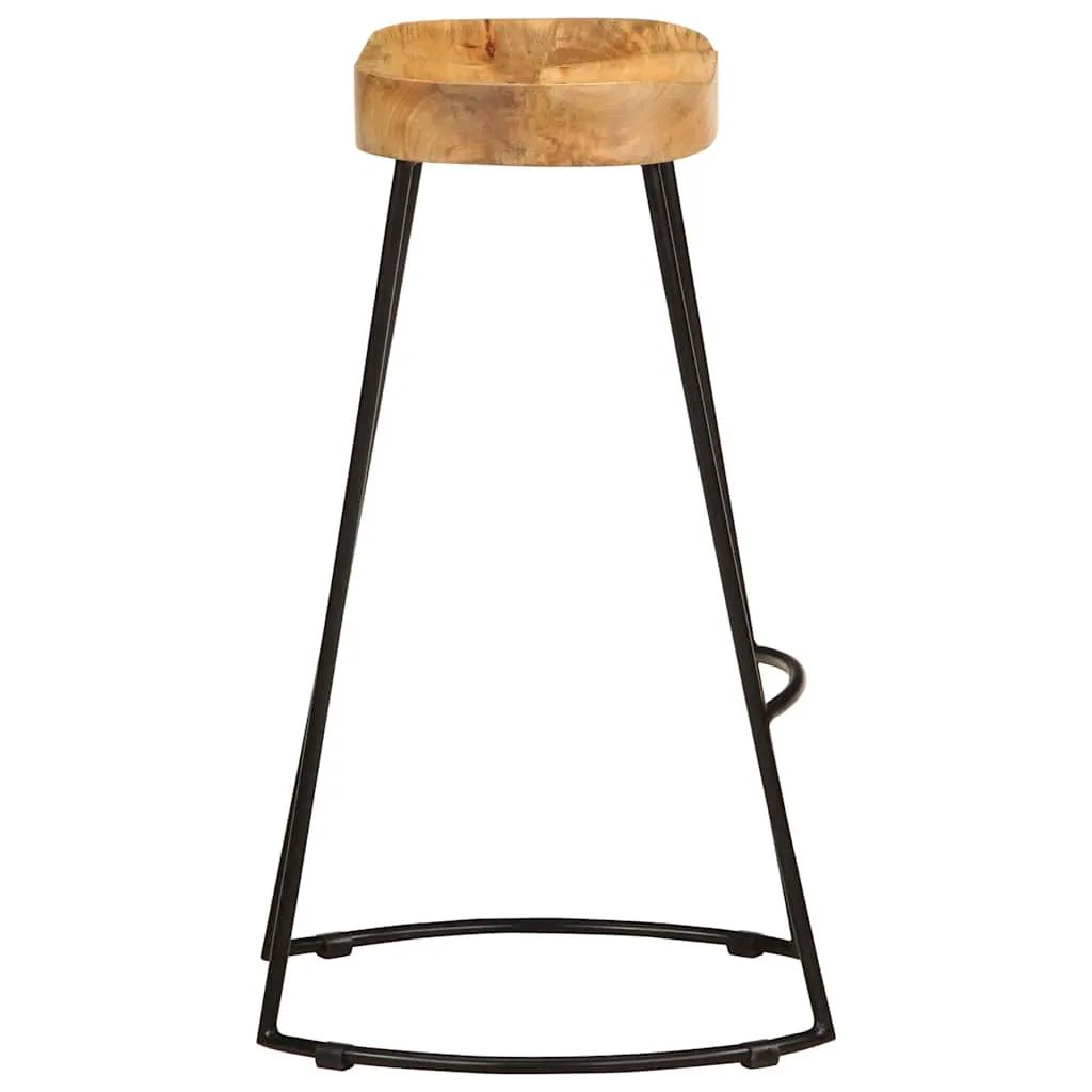 vidaXL Two-Piece Bar Stool Set Mango Wood With Black Metal Frame vidaXL Gavin Design Ergonomic Seat - Bar Stool