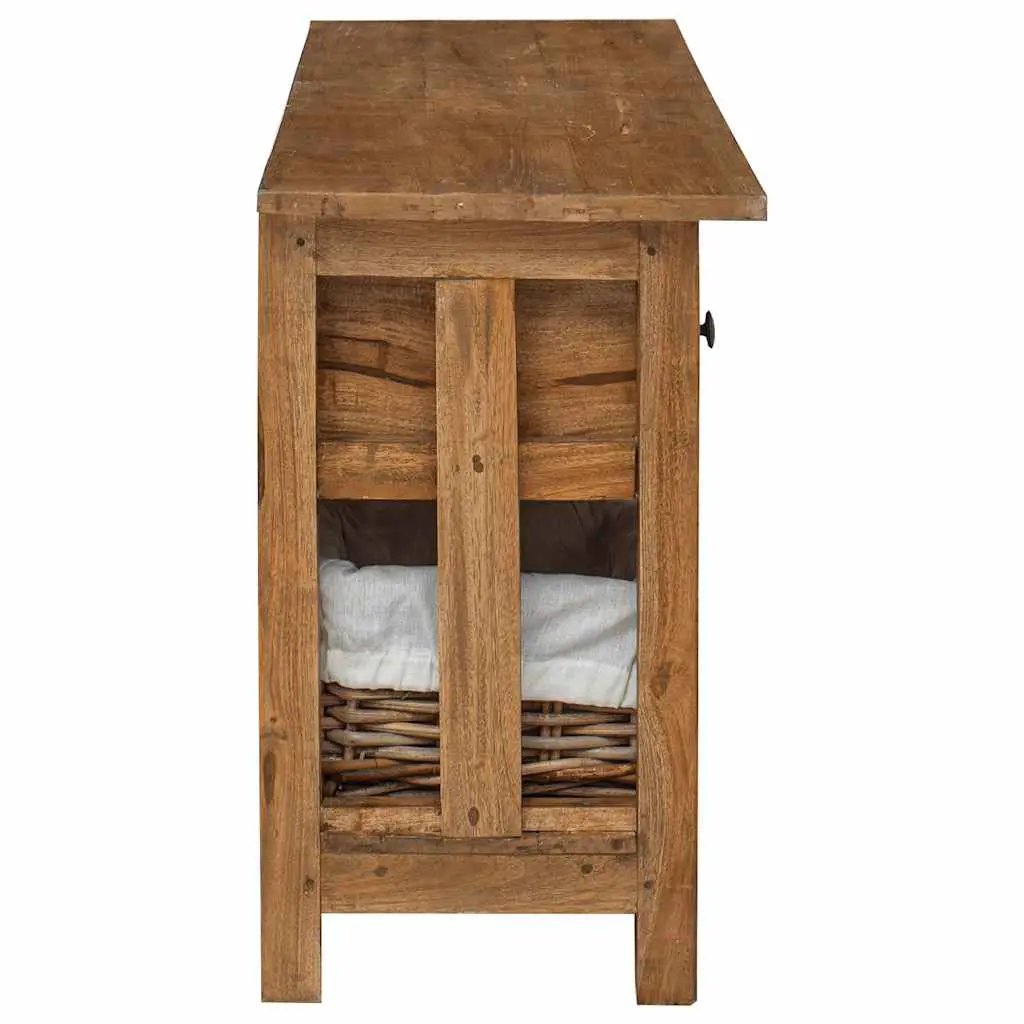 VidaXL Sideboard Solid Mahogany Wood 100x30x50 cm With 3 Drawers And 3 Removable Rattan Baskets For Rustic Living Room - vidaXL - Home Symphony