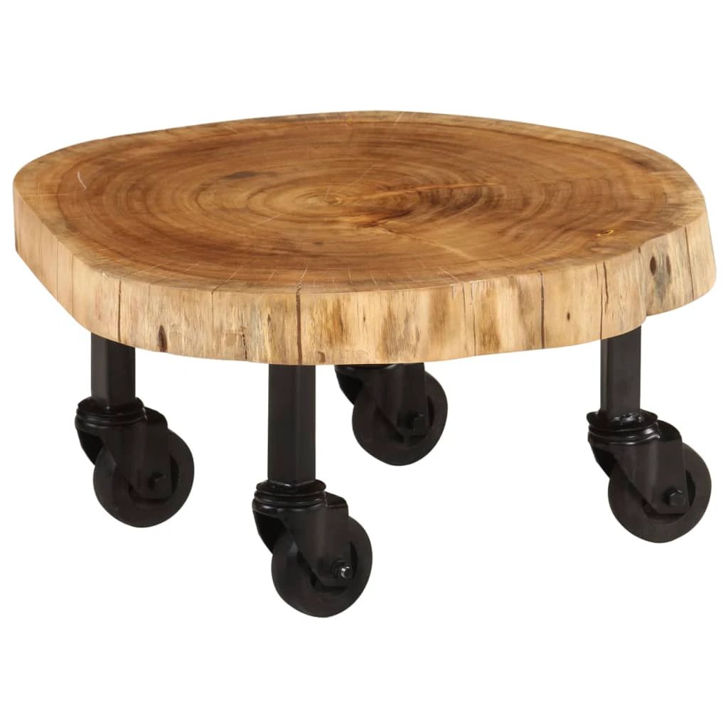VidaXL Coffee Table 60x55x25 cm Solid Acacia Wood On Wheels Rustic Finish Living Room Decor by vidaXL
