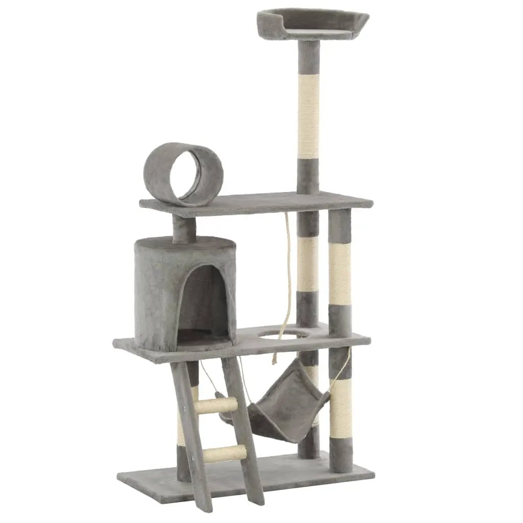 vidaXL vidaXL Cat Tree with Sisal Scratching Posts 140 cm Grey - Cat Tree