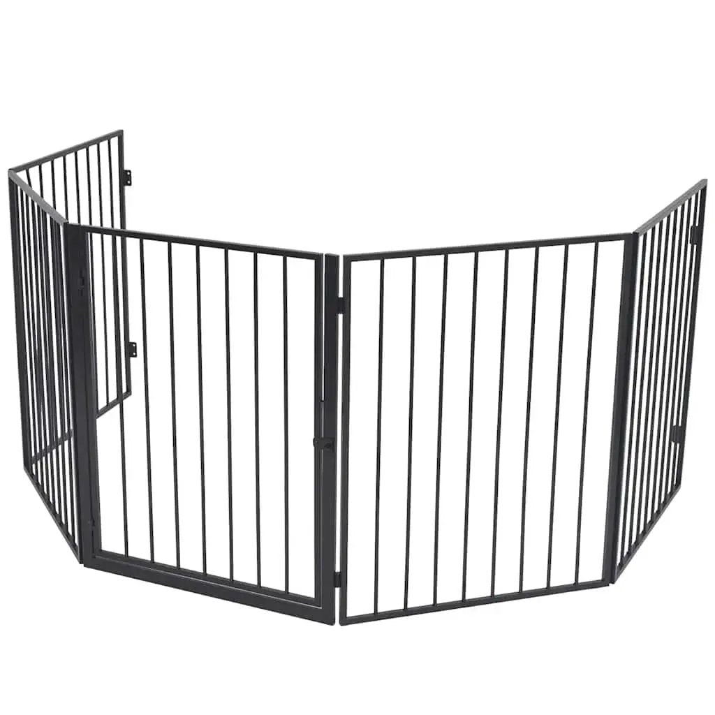 vidaXL Fireplace Fence for Pets Black Steel - from vidaXL