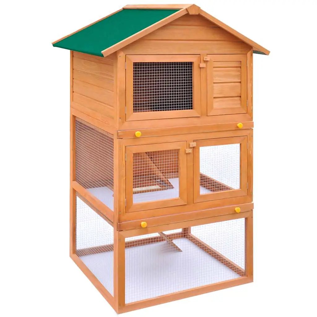vidaXL Outdoor Rabbit Hutch Small Animal House Pet Cage 3 Layers Wood - from vidaXL