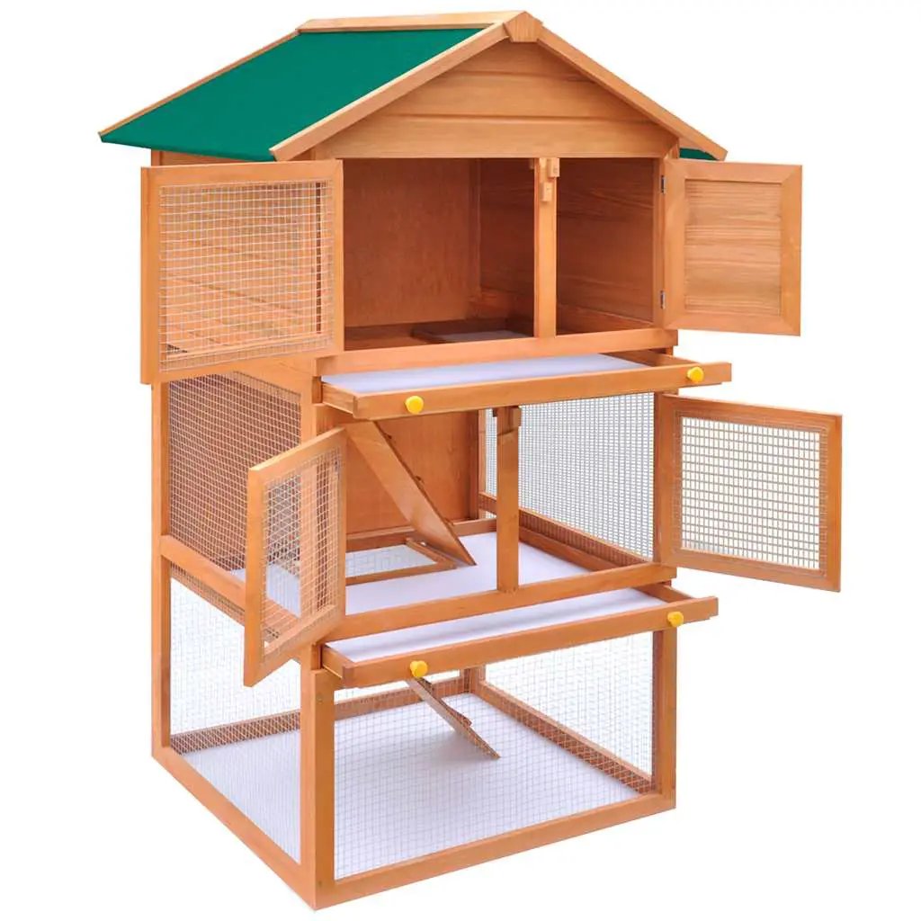 vidaXL Outdoor Rabbit Hutch Small Animal House Pet Cage 3 Layers Wood - from vidaXL