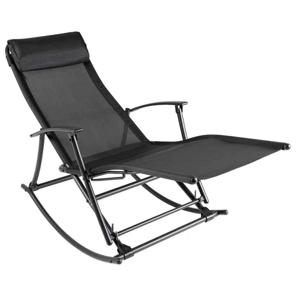 vidaXL vidaXL Garden Rocking Chair Steel and Textilene Black - Garden Chairs