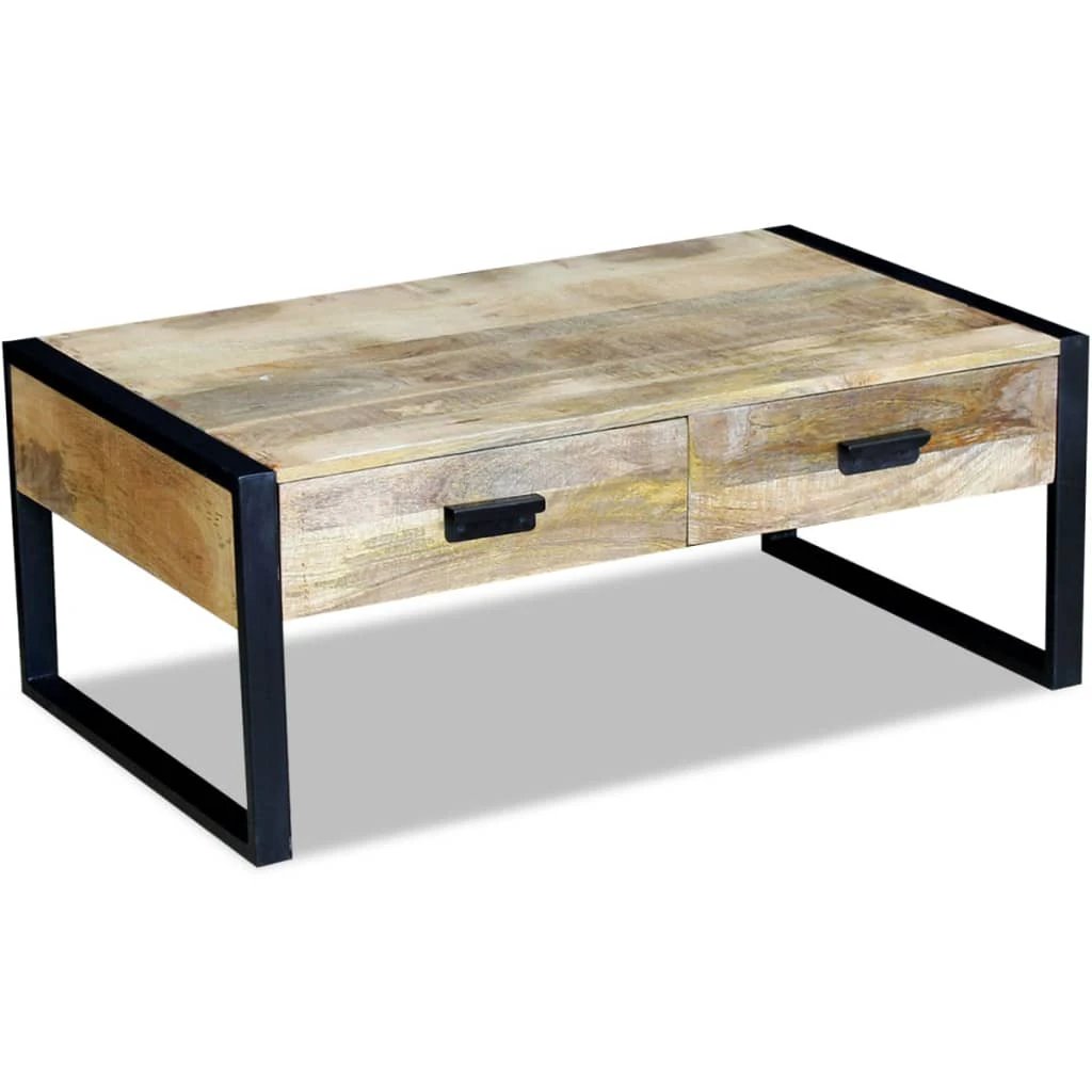 VidaXL Coffee Table 100x60x40 cm Two Drawers Solid Mango Wood Living Room Decor Essentials by vidaXL