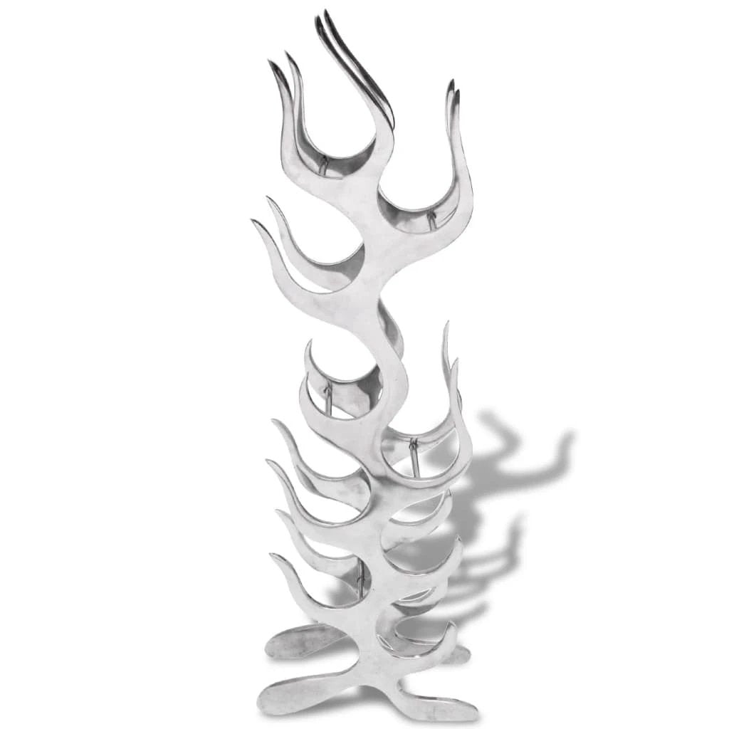 vidaXL vidaXL Wine Rack Flame Shape Aluminium Silver 9 Bottles - Wine Rack