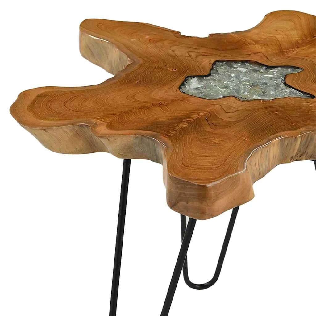 vidaXL vidaXL Coffee Table 70x45 Teak Resin Inlay Home - Coffee Table