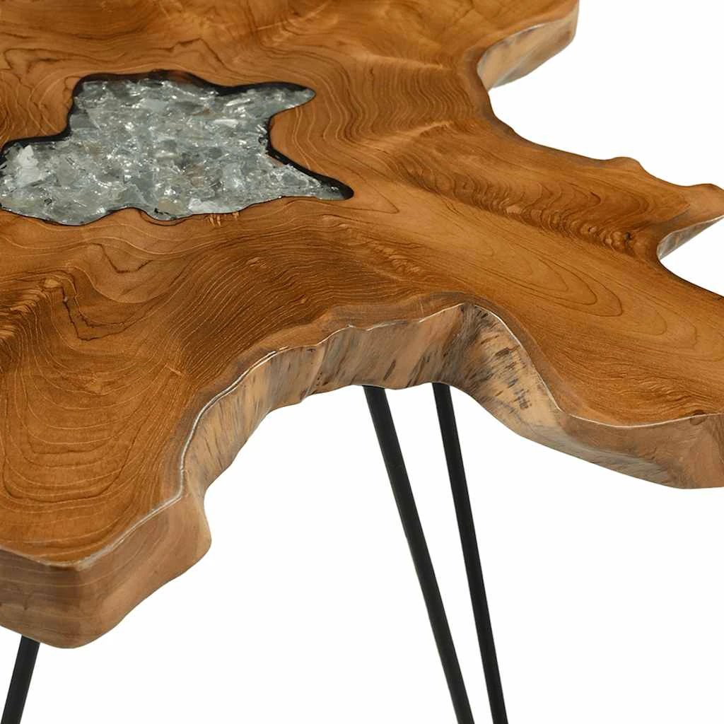 vidaXL vidaXL Coffee Table 70x45 Teak Resin Inlay Home - Coffee Table