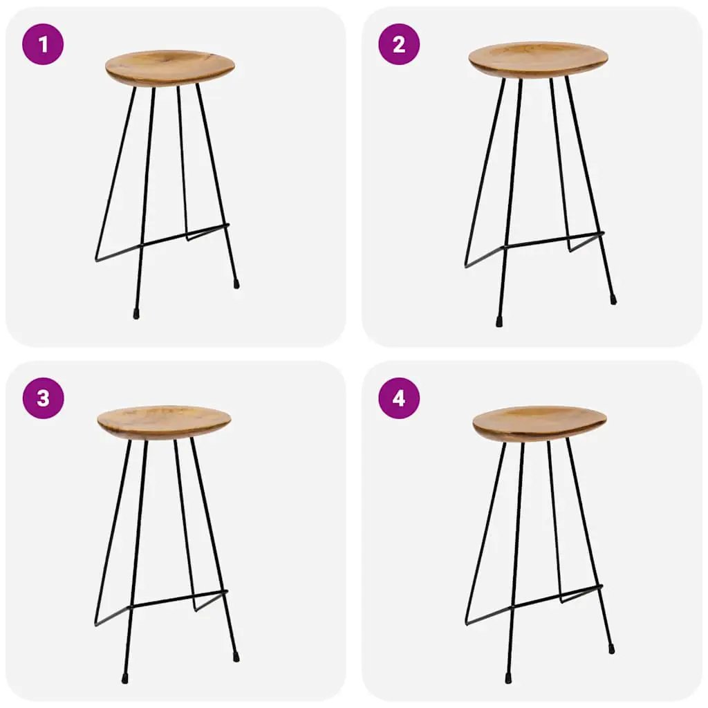 vidaXL vidaXL Bar Stools 2 pcs Solid Teak Wood - Bar Stool