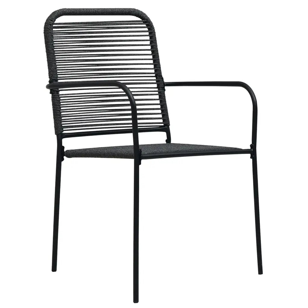 vidaXL vidaXL Garden Chairs 2 pcs Cotton Rope and Steel Black - Garden Chairs