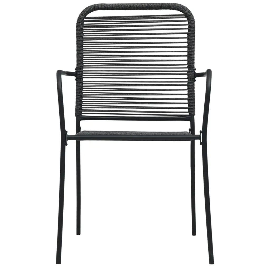 vidaXL vidaXL Garden Chairs 2 pcs Cotton Rope and Steel Black - Garden Chairs