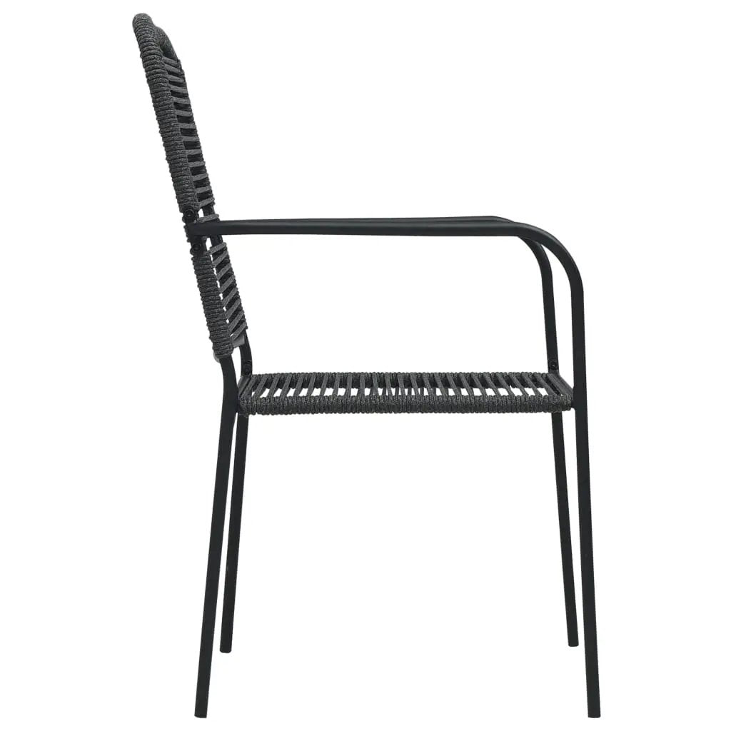 vidaXL vidaXL Garden Chairs 2 pcs Cotton Rope and Steel Black - Garden Chairs