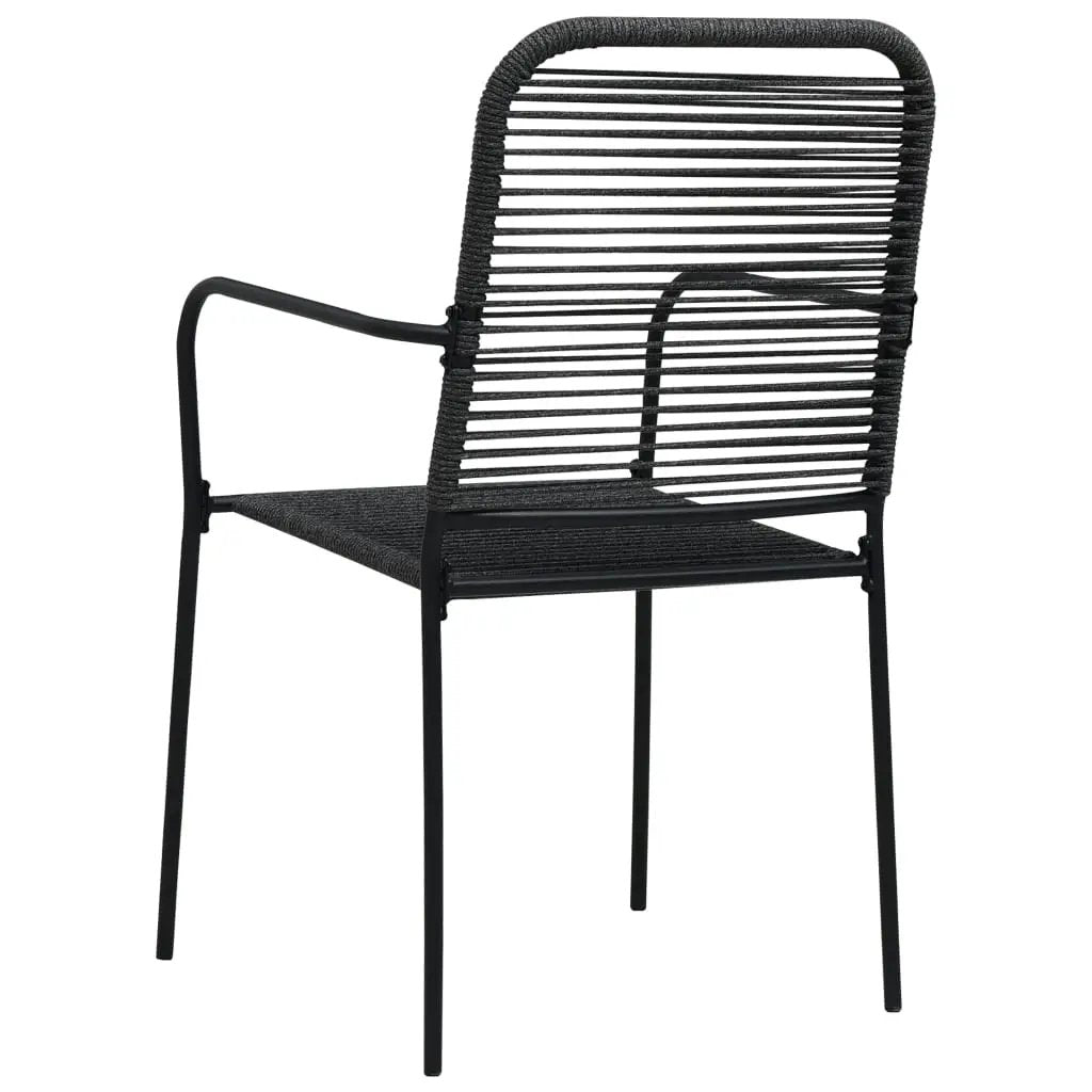 vidaXL vidaXL Garden Chairs 2 pcs Cotton Rope and Steel Black - Garden Chairs