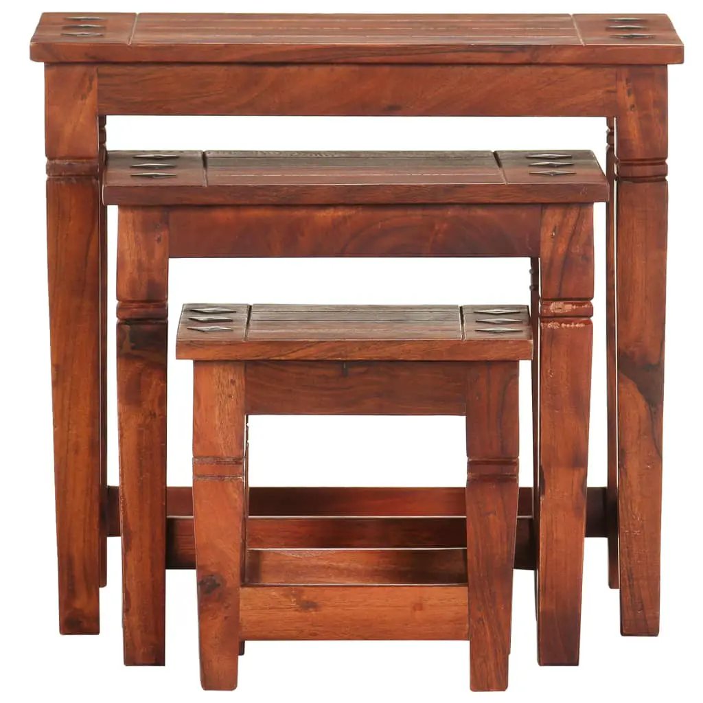 vidaXL vidaXL Nesting Tables 3 pcs Solid Acacia Wood - Nest of Tables