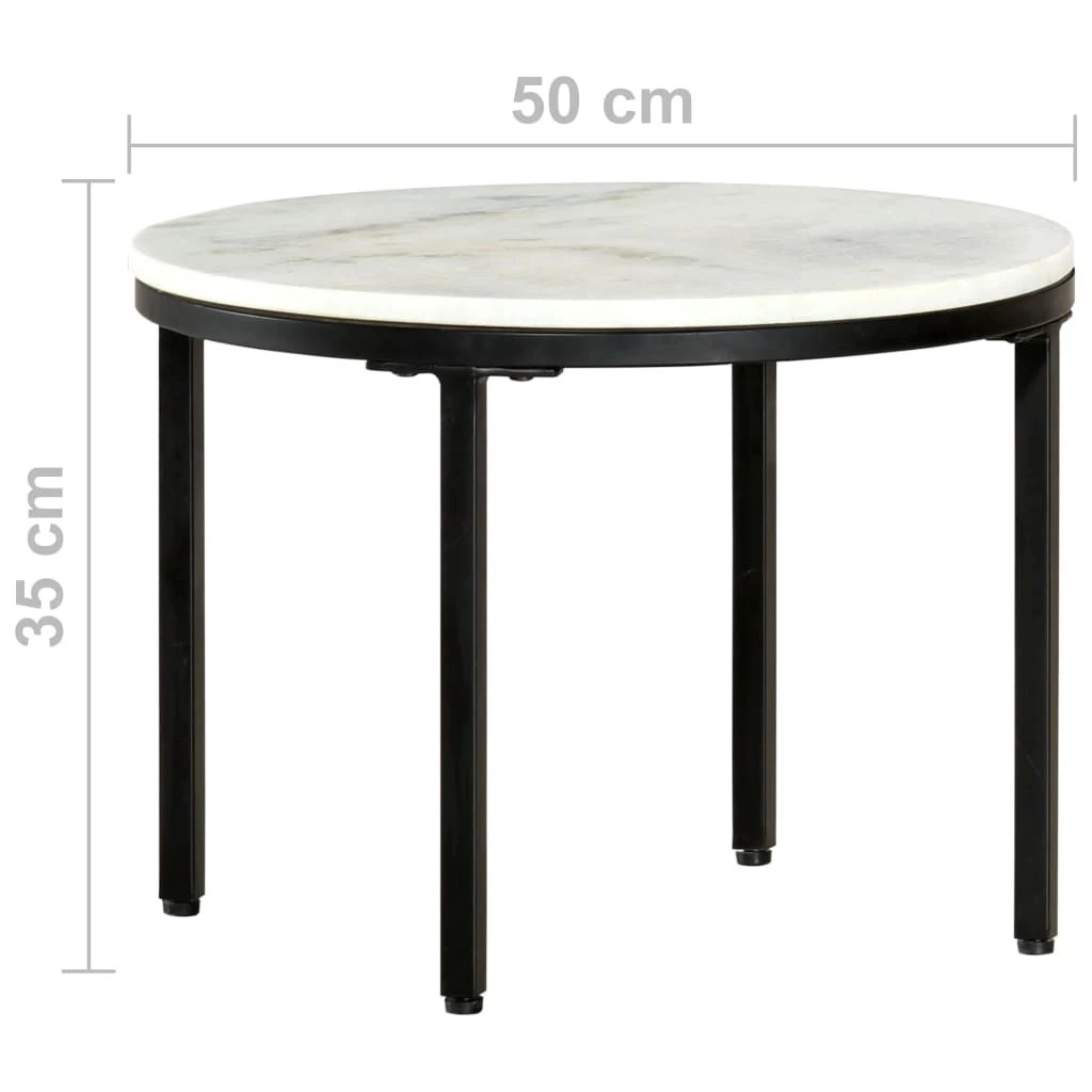 vidaXL VidaXL Round Coffee Table Diameter 50 cm Real Solid Marble Black Powder Coated Legs Living Room - Coffee Table