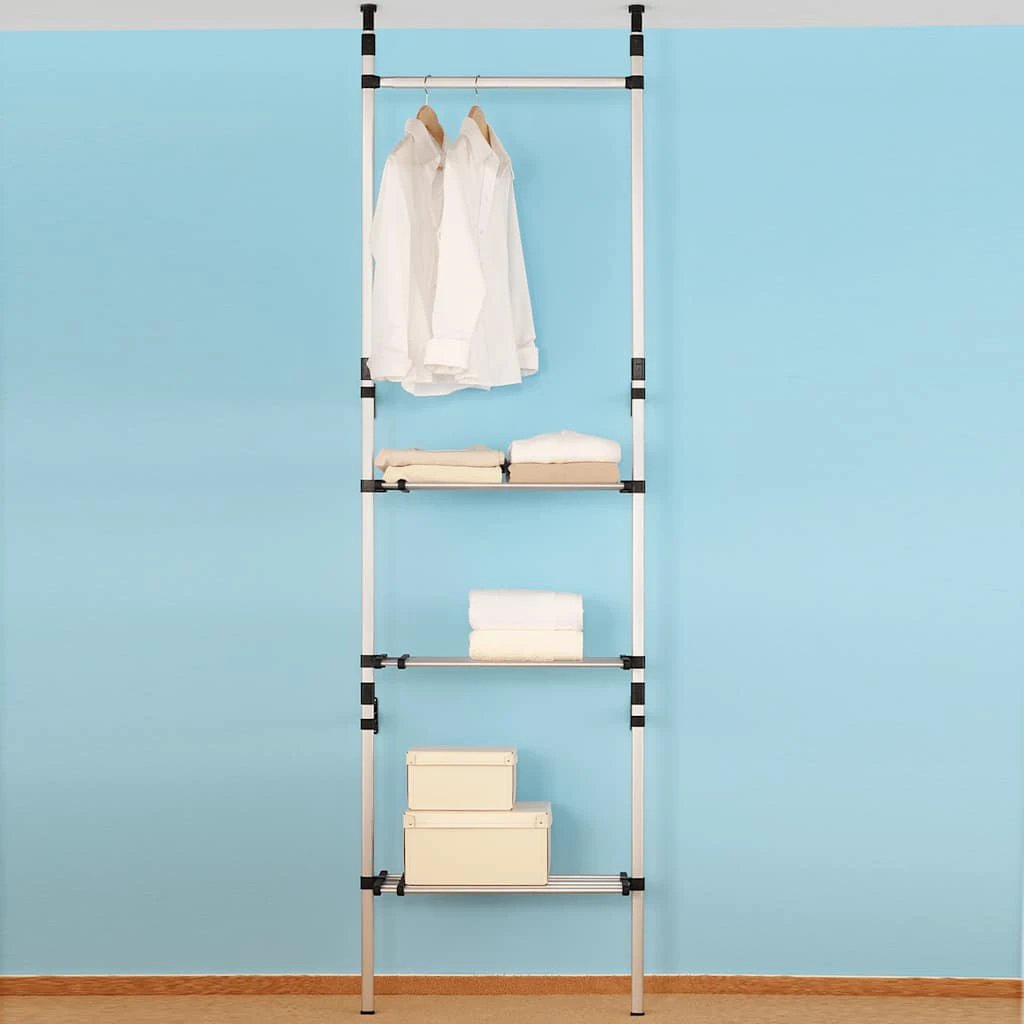vidaXL vidaXL Telescopic Wardrobe System with Rods and Shelf Aluminium - Wardrobe
