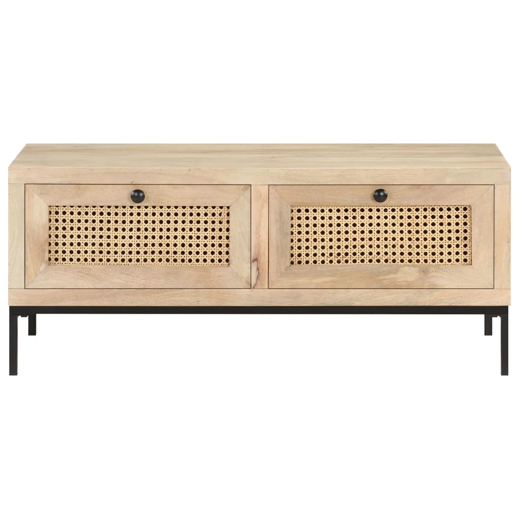 vidaXL vidaXL Coffee Table 90x50x37cm Mango Wood Cane - Coffee Table